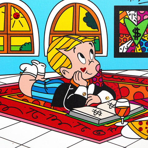 Romero Britto- Print on canvas with Diamond Dust hand embellishments "Thinking About You" -2