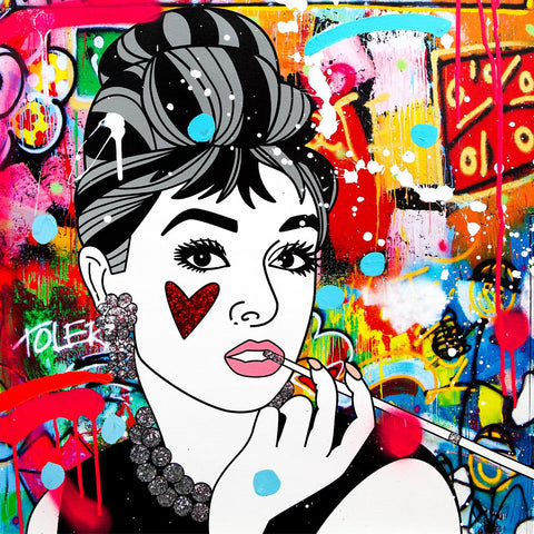 Romero Britto- Original Mixed Media on Canvas "Breakfast At Tiffanys" -2