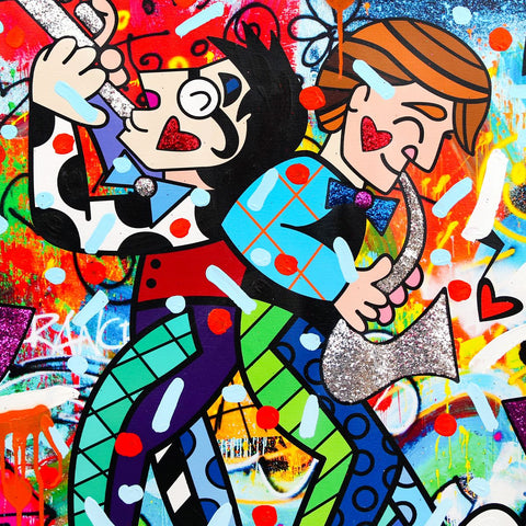 Romero Britto- Original Mixed Media on Canvas "All that Jazz" -2