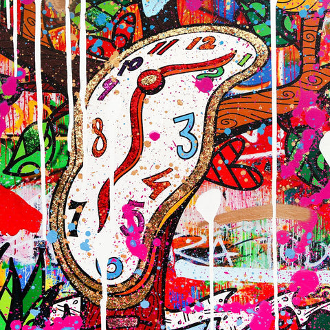 Romero Britto- Original Mixed Media on Canvas "Time is Relative" -2