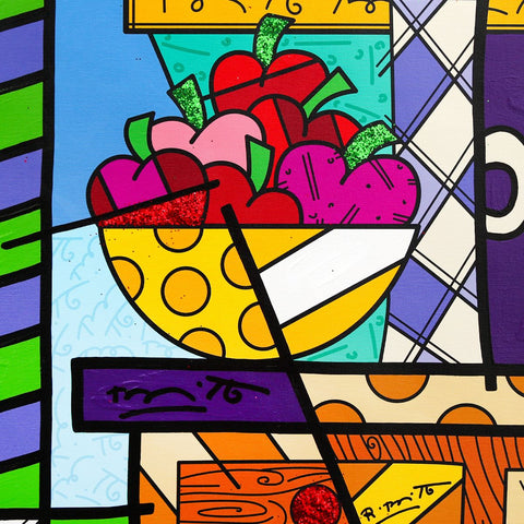 Romero Britto- Original Mixed Media on Canvas "At Home" -2