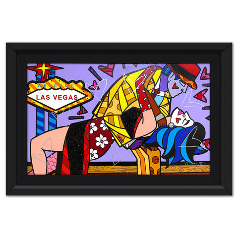 Romero Britto- Original Mixed Media on Canvas "VEGAS PARTY VII"
