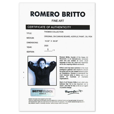 Romero Britto- Original on Canvas Board, Acrylic, Oil Pen "Thomas Collection" -2
