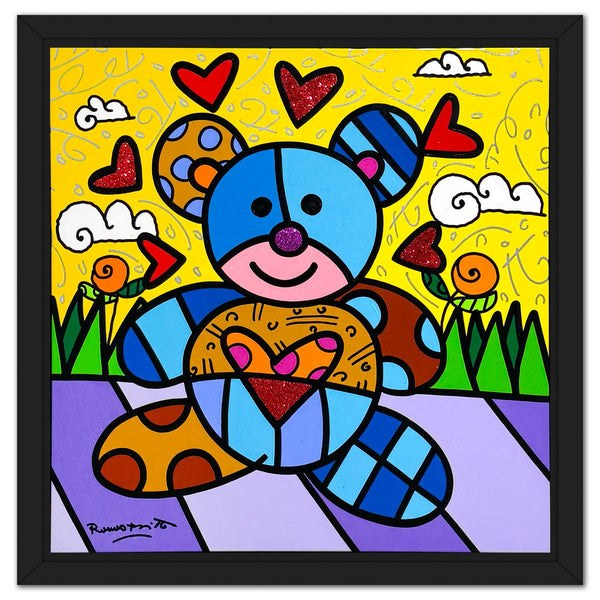 Romero Britto-  Original Painting on Canvas "Teddy Bear"