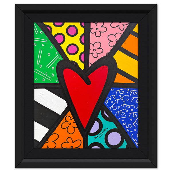 Romero Britto- Original Painting on Canvas "Crossroad Heart"