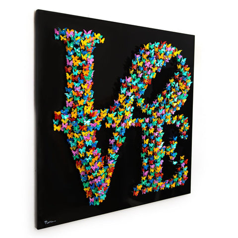 Patricia Govezensky- Original 3D Metal Art on Wood "Shape of Love" -2