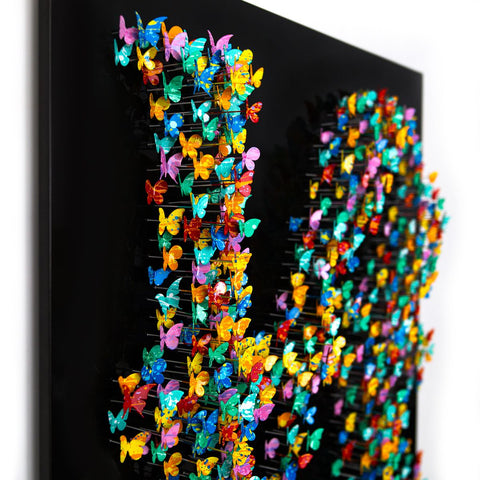 Patricia Govezensky- Original 3D Metal Art on Wood "Shape of Love" -3