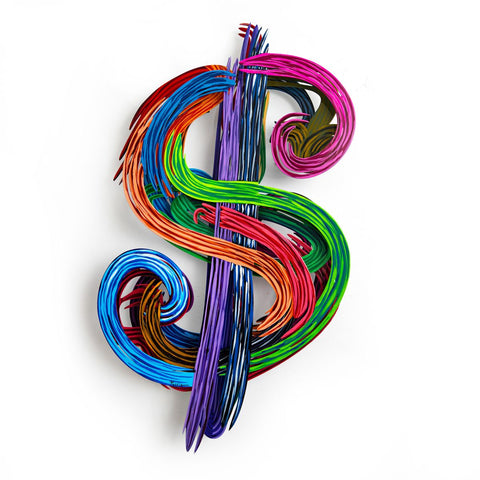 Patricia Govezensky- Original Painting on Cutout Steel "$"