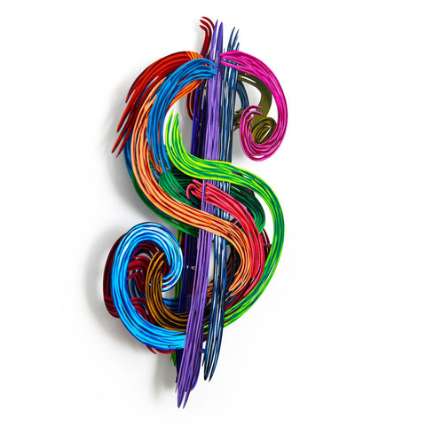 Patricia Govezensky- Original Painting on Cutout Steel "$" -2