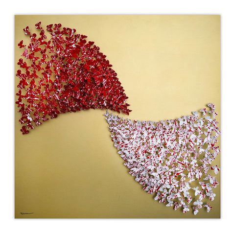 Patricia Govezensky- Original 3D Metal Art on Wood "Love in Motion"