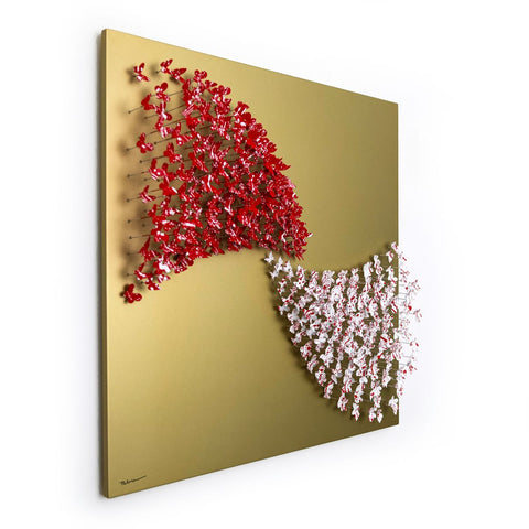 Patricia Govezensky- Original 3D Metal Art on Wood "Love in Motion" -2