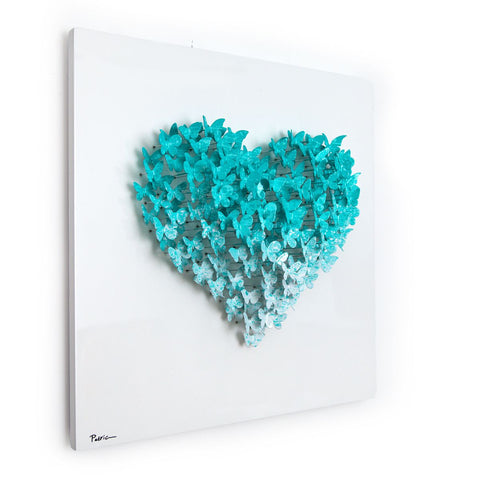 Patricia Govezensky- Original 3D Metal Art on Wood "Heart" -2