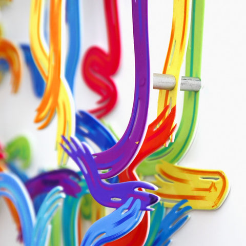 Patricia Govezensky- Three-layer cutout metal and sculpted wood mixed media "Bold Rebellion" -4