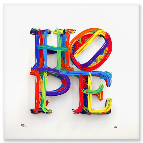 Patricia Govezensky- Three-layer cutout metal and sculpted wood mixed media "HOPE"