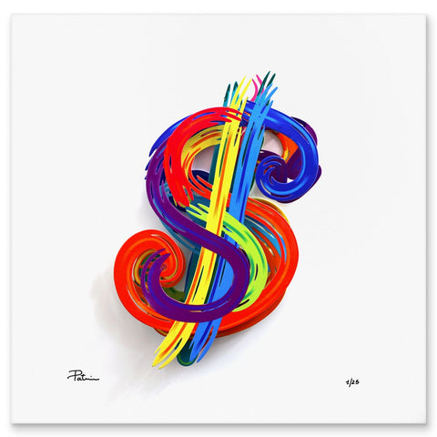 Patricia Govezensky- Three-layer cutout metal and sculpted wood mixed media "$"