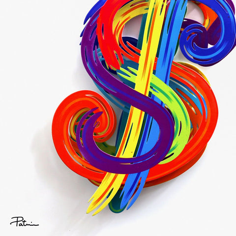 Patricia Govezensky- Three-layer cutout metal and sculpted wood mixed media "$" -3