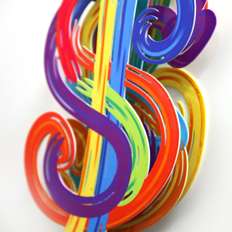 Patricia Govezensky- Three-layer cutout metal and sculpted wood mixed media "$" -4