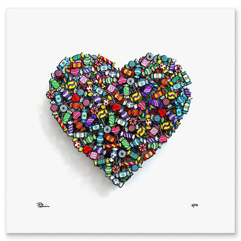 Patricia Govezensky- Three-layer cutout metal and sculpted wood mixed media "Love is Sweet"