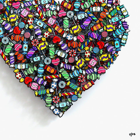Patricia Govezensky- Three-layer cutout metal and sculpted wood mixed media "Love is Sweet" -2