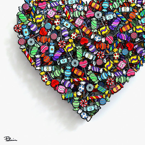 Patricia Govezensky- Three-layer cutout metal and sculpted wood mixed media "Love is Sweet" -3