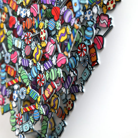 Patricia Govezensky- Three-layer cutout metal and sculpted wood mixed media "Love is Sweet" -4