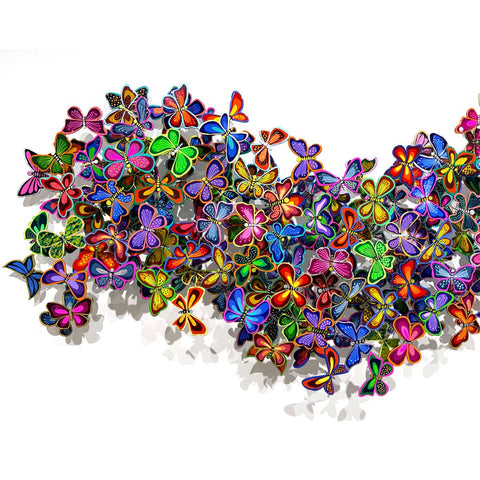 Patricia Govezensky- Original Painting on Cutout Steel "Waves of Color" -2