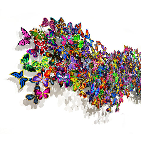 Patricia Govezensky- Original Painting on Cutout Steel "Waves of Color" -5