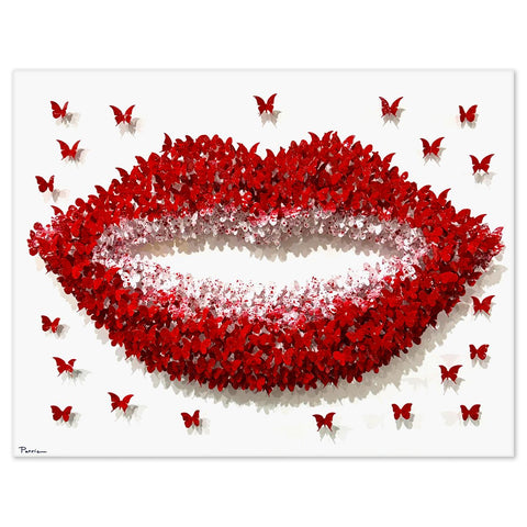 Patricia Govezensky- Original 3D Metal Art on Wood "Lips, 2025"