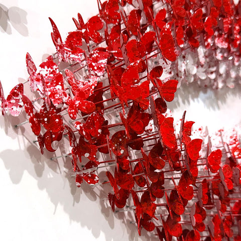 Patricia Govezensky- Original 3D Metal Art on Wood "Lips, 2025" -3
