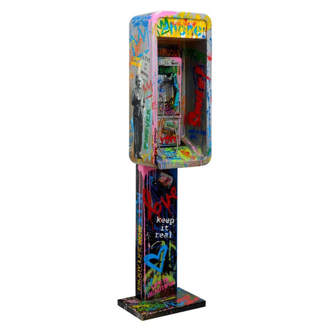 Mr. Brainwash- Stencil and Mixed Media on Fiberglass Sculpture with Metal base "Payphone, 2026"