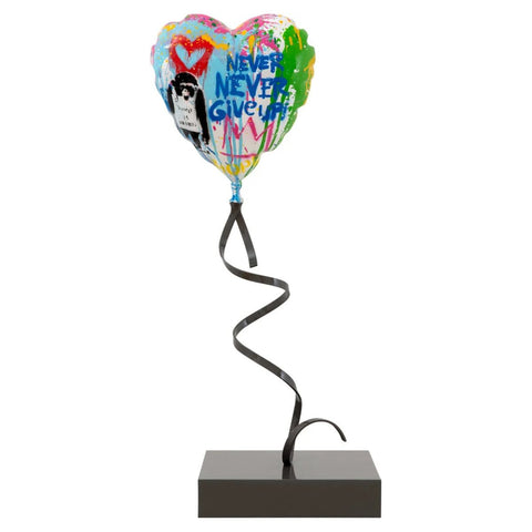 Mr. Brainwash- Stencil and Mixed Media on Fiberglass Sculpture with Steel Base "Flying Balloon Heart, 2023" -2