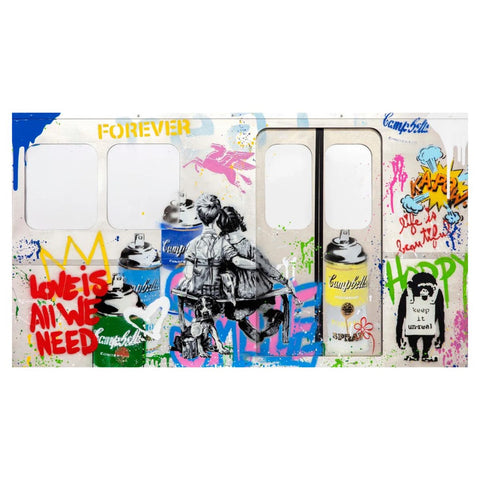 Mr. Brainwash- Stencil and Mixed Media on Aluminum, Plywood and Plexiglass Panel "Subway Panel, 2023"