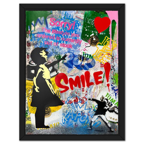 Mr. Brainwash- Mixed Media Original on Deckle Edge Paper "Balloon Girl"
