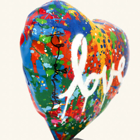 Mr. Brainwash- Stencil & Mixed Media on Painted Resin Sculpture "Mini Heart, 2026" -4