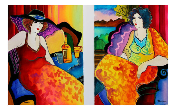 Patricia Govezensky- Set of Two Original Watercolors "Night in Paris"
