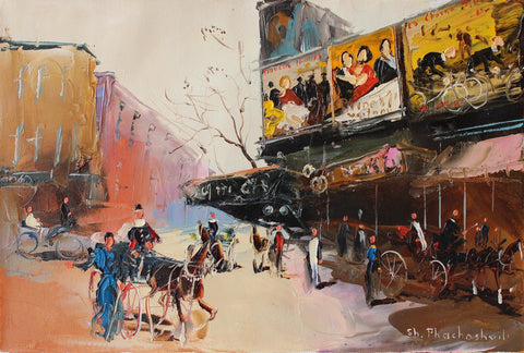 Shalva Phachoshvili- Original Oil on Canvas "Movie Theater"