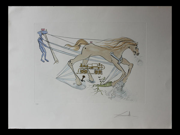 Salvador Dali- Original Engravings with color by pochoir "Hydraulic brake"