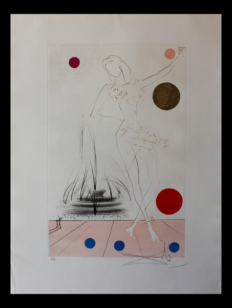 Salvador Dali- Original Etching with color "Buckingham Fountain"