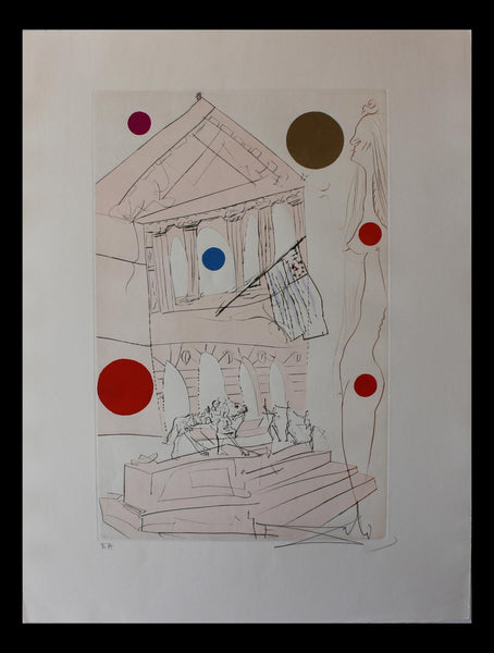 Salvador Dali- Original Etching with color "The Art Institute"