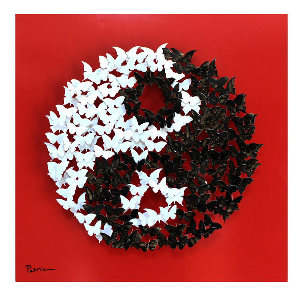 Patricia Govezensky- Original 3D Metal Art on Wood "Yin and Yang"