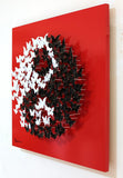 Patricia Govezensky- Original 3D Metal Art on Wood "Yin and Yang"