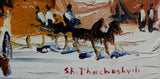 Shalva Phachoshvili- Original Oil on Canvas "Horse Farm"