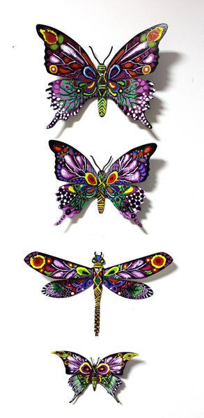 Patricia Govezensky- Original Painting on Cutout Steel (Set of 4) "Set of 4 Butterflies"