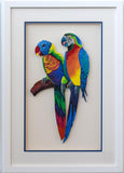 Patricia Govezensky- Original Painting on Laser Cut Steel "Two Parrots"