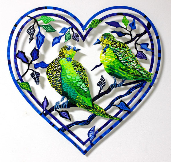 Patricia Govezensky- Original Painting on Laser Cut Steel "Love Birds IIII"