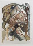 Salvador Dali- Original Color Woodcut on B.F.K. Rives Paper "Inferno 11"
