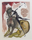 Salvador Dali- Original Color Woodcut on B.F.K. Rives Paper "Inferno 12"