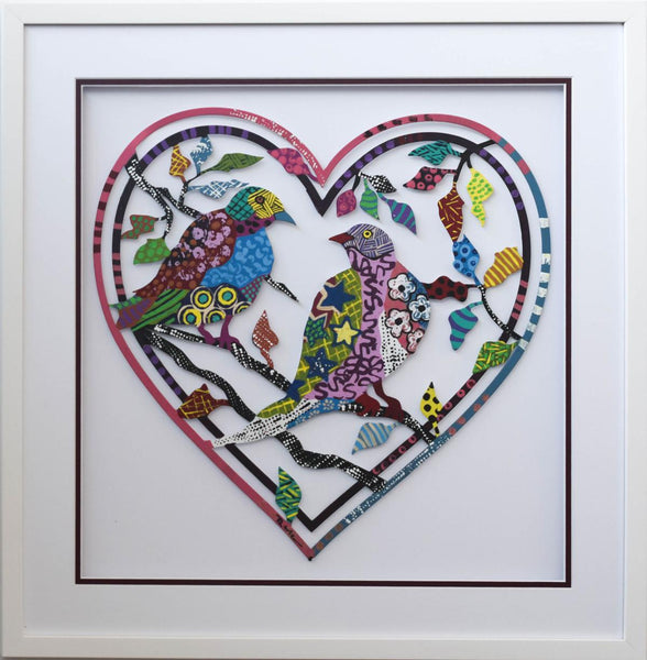 Patricia Govezensky- Original Painting on Laser Cut Steel "Love Birds VIII"