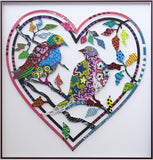 Patricia Govezensky- Original Painting on Laser Cut Steel "Love Birds VIII"