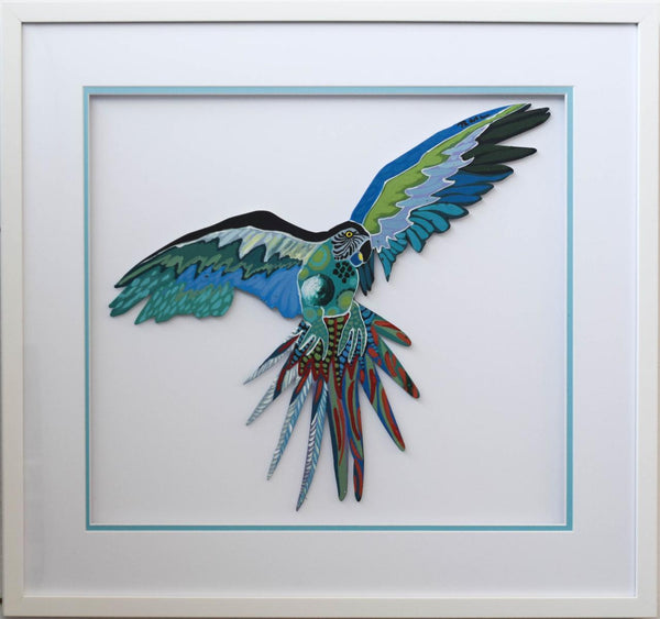 Patricia Govezensky- Original Painting on Laser Cut Steel "Macaw XI"